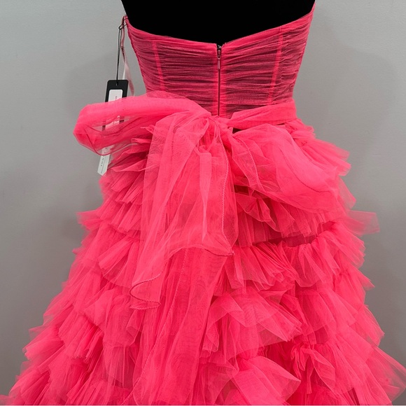 Sherri Hill 56067 Strapless Rosette Tulle Ruffle Ballgown Pink sz 4 NEW - Picture 10 of 10